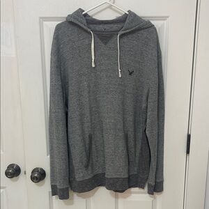 American Eagle Thermal pullover hoodie Sweatshirt size XL two-tone gray pocket